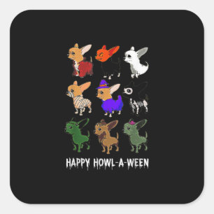 Sticker Carré Halloween Chihuahua Chien drôle Halloween heureux