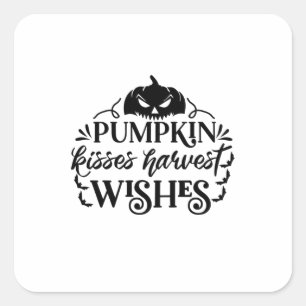 Sticker Carré Halloween Citrouille Baisers souhaits de récolte A