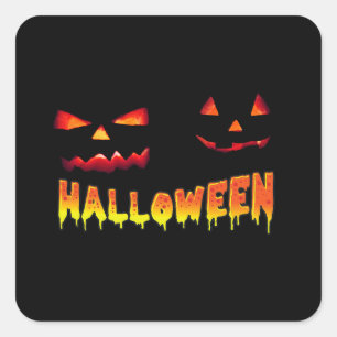 STICKER CARRÉ HALLOWEEN CITROUILLES RIRE DANS L'ARRIÈRE