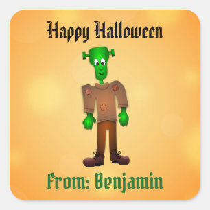 Sticker Carré Halloween Cute Frankenstein Monster Custom