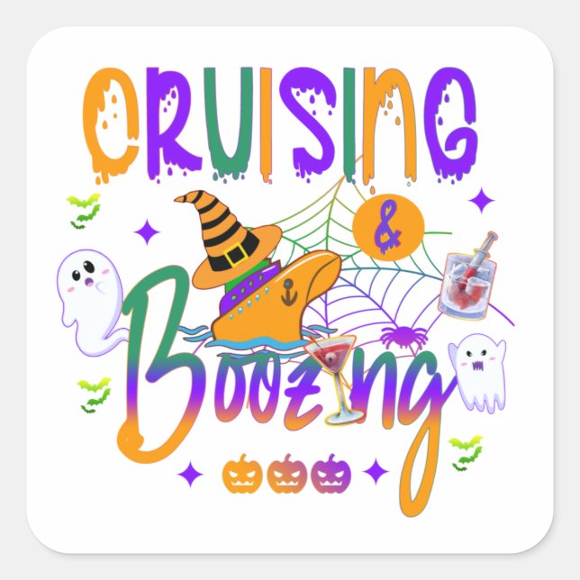 Sticker Carré Halloween de la croisière et du booing (Devant)