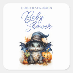Sticker Carré Halloween de l'aquarelle des enfants de budget