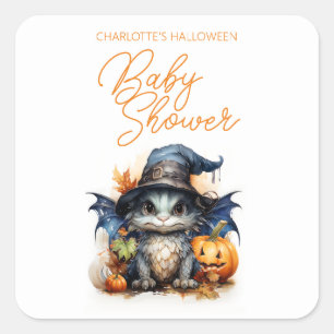 Sticker Carré Halloween de l'aquarelle des enfants de budget