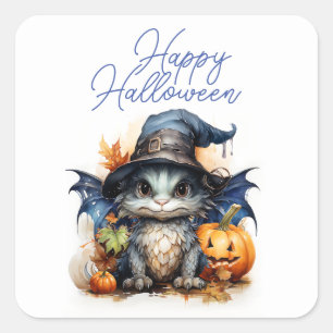 Sticker Carré Halloween de l'aquarelle des enfants de budget