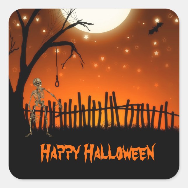 Sticker Carré Halloween déplaisant et effrayant (Devant)