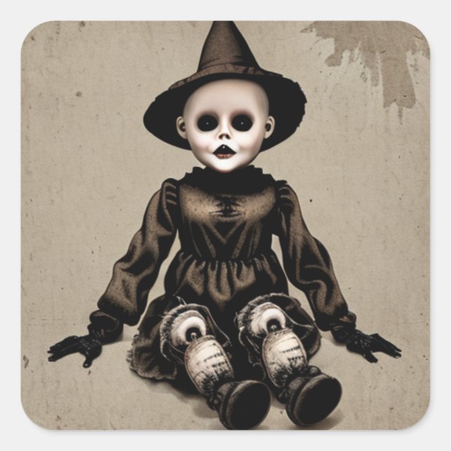 Sticker Carré Halloween déplaisante effraie Doll (Devant)