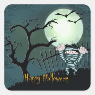 Sticker Carré Halloween effrayant