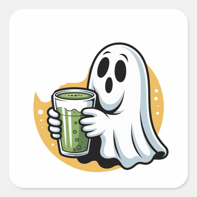Sticker Carré Halloween éffrayante de Matcha à boire (Devant)