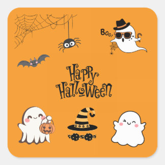 Sticker Carré Halloween Éffrayante et mignonne