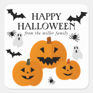 Sticker Carré Halloween, élément Halloween heureux