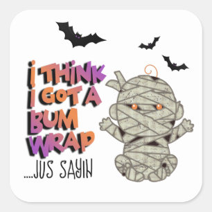 Sticker Carré Halloween Envelopper maman bébé Orange/pourpre ID6