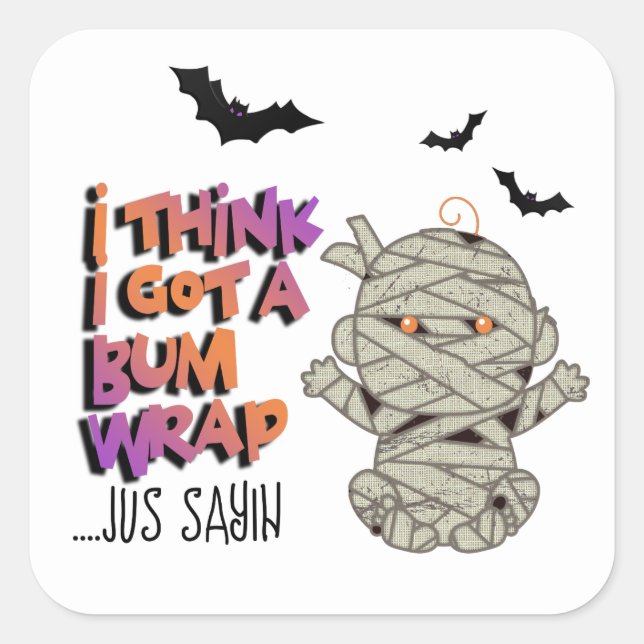 Sticker Carré Halloween Envelopper maman bébé Orange/pourpre ID6 (Devant)