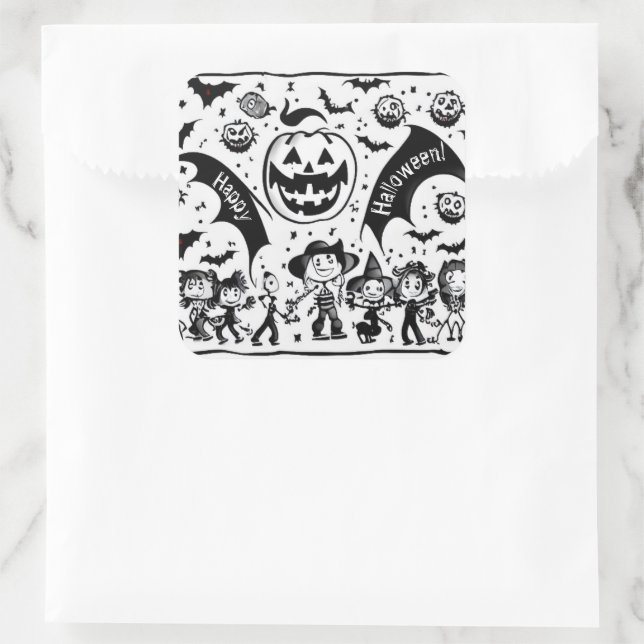 Sticker Carré Halloween fiesta en noir et blanc (Sac)