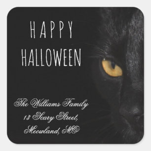Sticker Carré Halloween heureux ou votre texte effrayant Éffraya