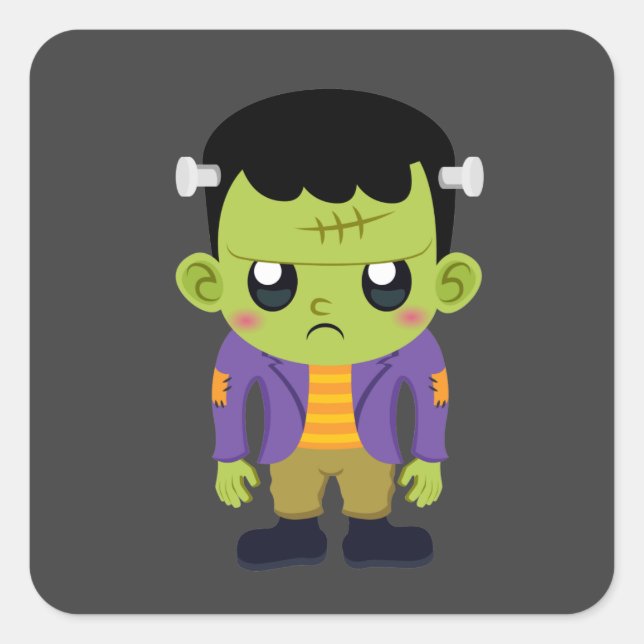 Sticker Carré Halloween monstre Frankenstein Green (Devant)