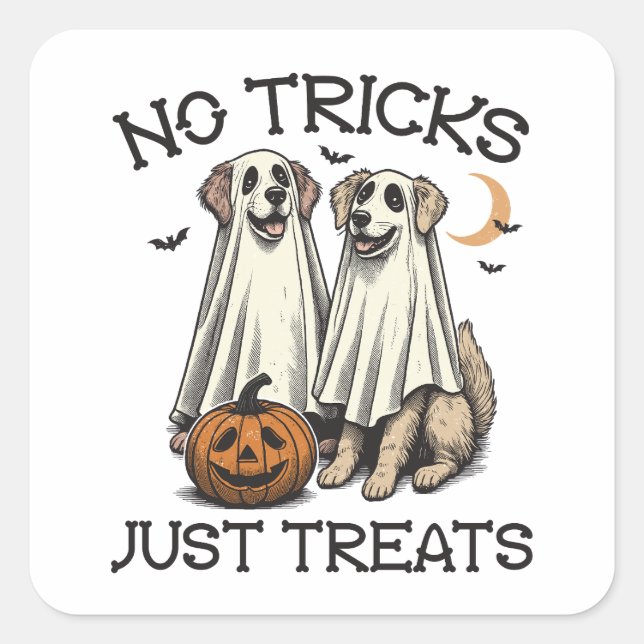 Sticker Carré Halloween Pas De Trucs Juste Traiter Les Chiens Fa (Devant)