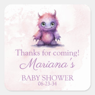 Sticker Carré Halloween Petit Monster Baby shower fille