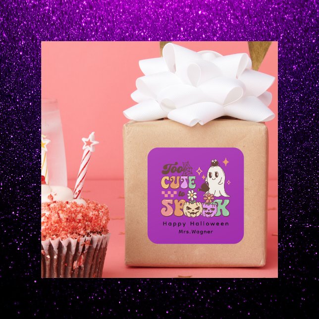 Sticker Carré Halloween rose et noir (Créateur téléchargé)