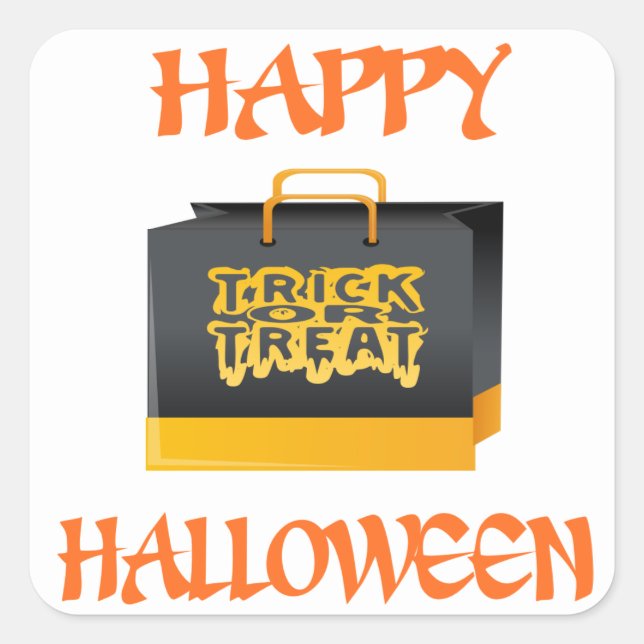 Sticker Carré Halloween Sac ou Sac à traiter (Devant)