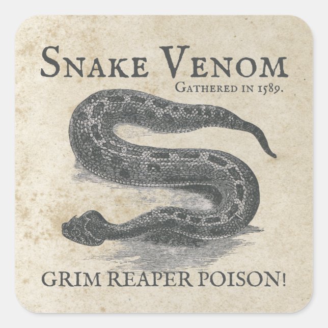 Sticker Carré Halloween Serpent Venom Antique Apothecaire (Devant)