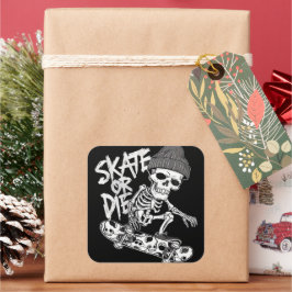 Sticker Carré Halloween Skeleton Skateboarder Art : Styliz