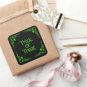 Sticker Carré Halloween Slime Green Trick ou traitement