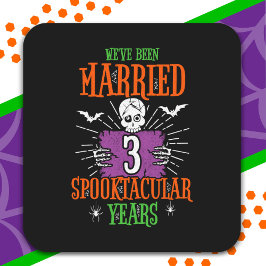 Sticker Carré Halloween Spooktacular 3ème anniversaire Mariage