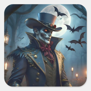 Sticker Carré Halloween Steampunk Southern Gentleman Zombie