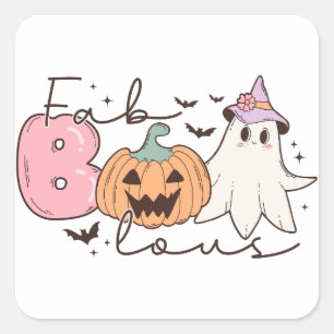 Sticker Carré Halloween Super rétro-fab-boo-lous