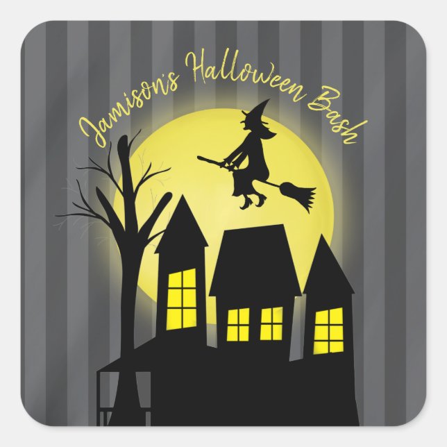 Sticker Carré Halloween Whimsical sorch Hauné Maison mignonne (Devant)