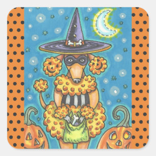 Sticker Carré HALLOWEWEEN CITROUILLE  TITRES Carré DE FEUILLE