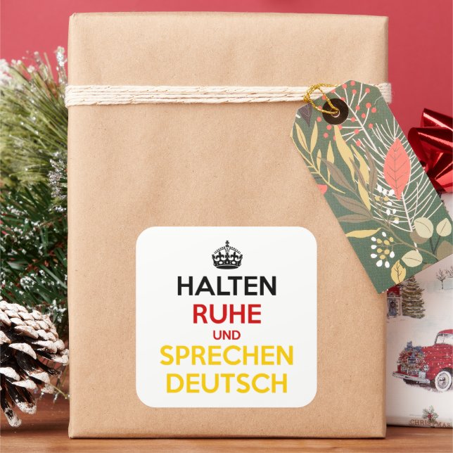 Sticker Carré Halten Ruhe und Sprechen Deutsch (vacances)