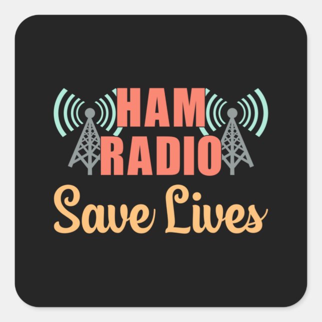 Sticker Carré HAM Radio Opérateur Fréquence Antenne Amateur Cade (Devant)