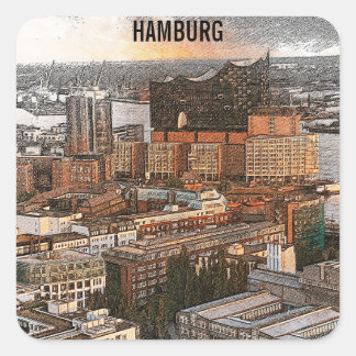 Sticker Carré Hambourg Allemagne Panorama Voyage