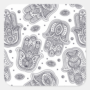 Sticker Carré Hamsa tiré par la main inspiré