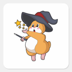 Sticker Carré Hamster as Wizard with Magic mur