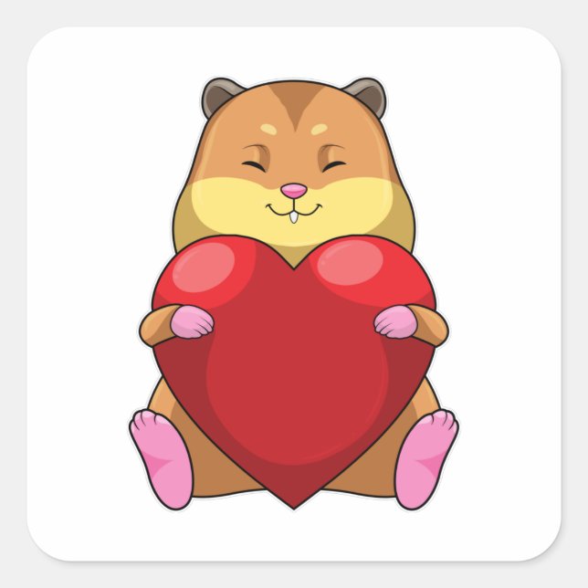 Sticker Carré Hamster au coeur (Devant)