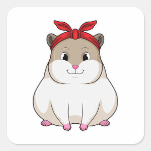 Sticker Carré Hamster avec Bandana