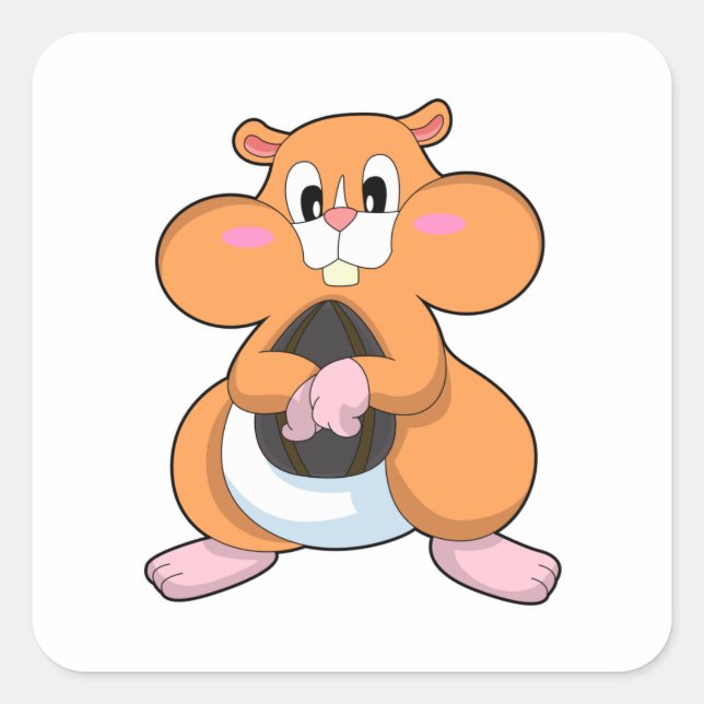 Sticker Carré Hamster avec noyer (Devant)
