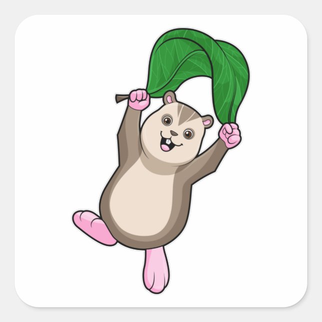 Sticker Carré Hamster avec parachute (Devant)