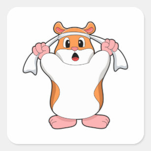 Sticker Carré Hamster avec serviette