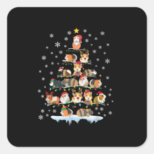 Sticker Carré Hamster Lover Noël Arbre Guinée Chiens Cadeau