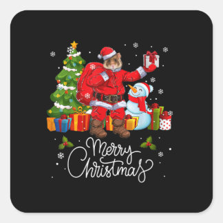 Sticker Carré Hamster Père Noël Christmas Pajama Family Group