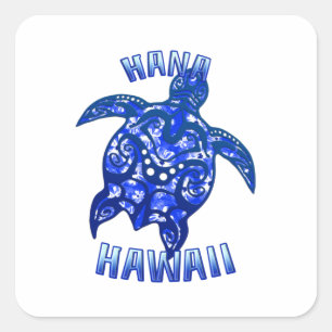 Sticker Carré Hana Hawaii Vacances Tortue Tribale