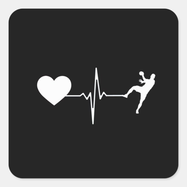 Sticker Carré Handball Handball Player Hearbeat (Devant)