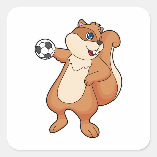 Sticker Carré Handball joueur d'écureuil (Devant)