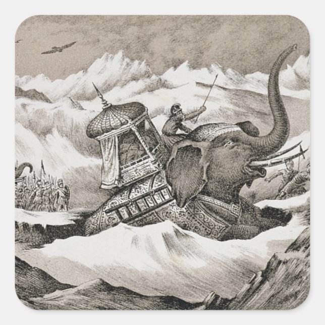 Sticker Carré Hannibal (247-c.183 avant JC) et ses éléphants de  (Devant)