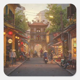 Sticker Carré Hanoï Vietnam Travel