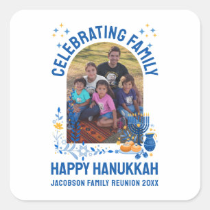 Sticker Carré HANOUKKA FAMILY REUNION Photo personnalisable