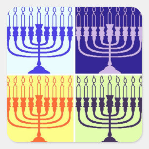 Sticker Carré Hanoukka Menorah
